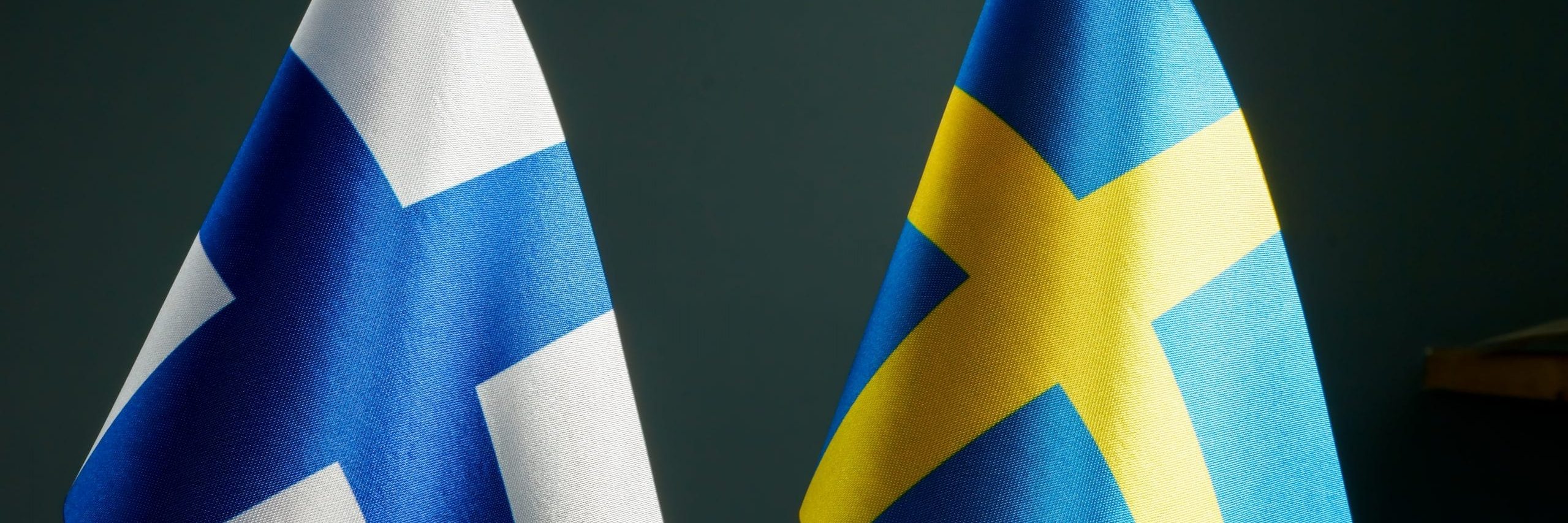 The Small Flags Of Sweden And Finland.