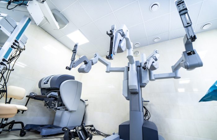 Surgical robot. Modern surgical system. Minimally invasive robotic surgery.
