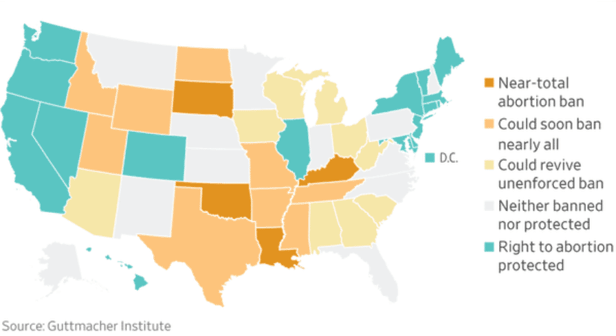 US abortion map ban