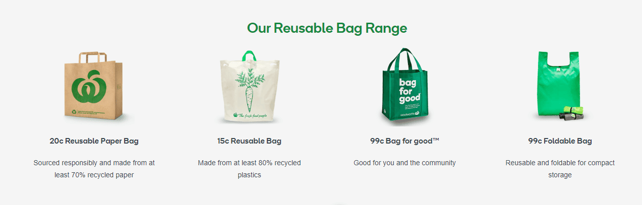 Woolworths discount recycled bags