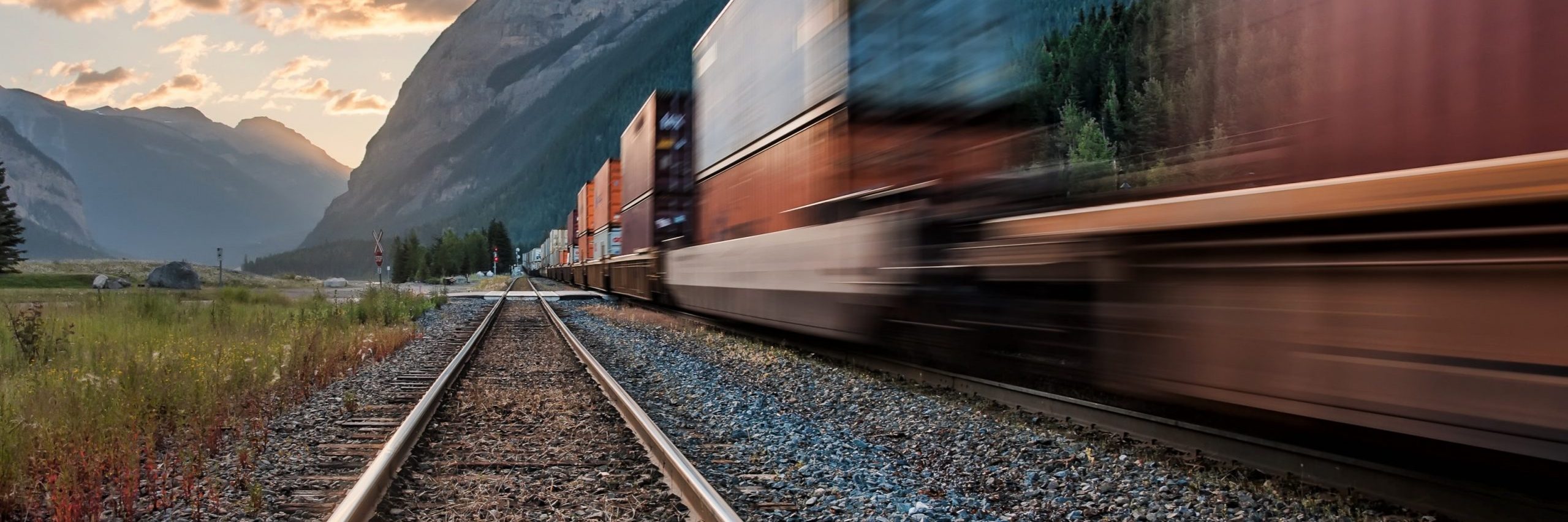 Freight train passing on tracks