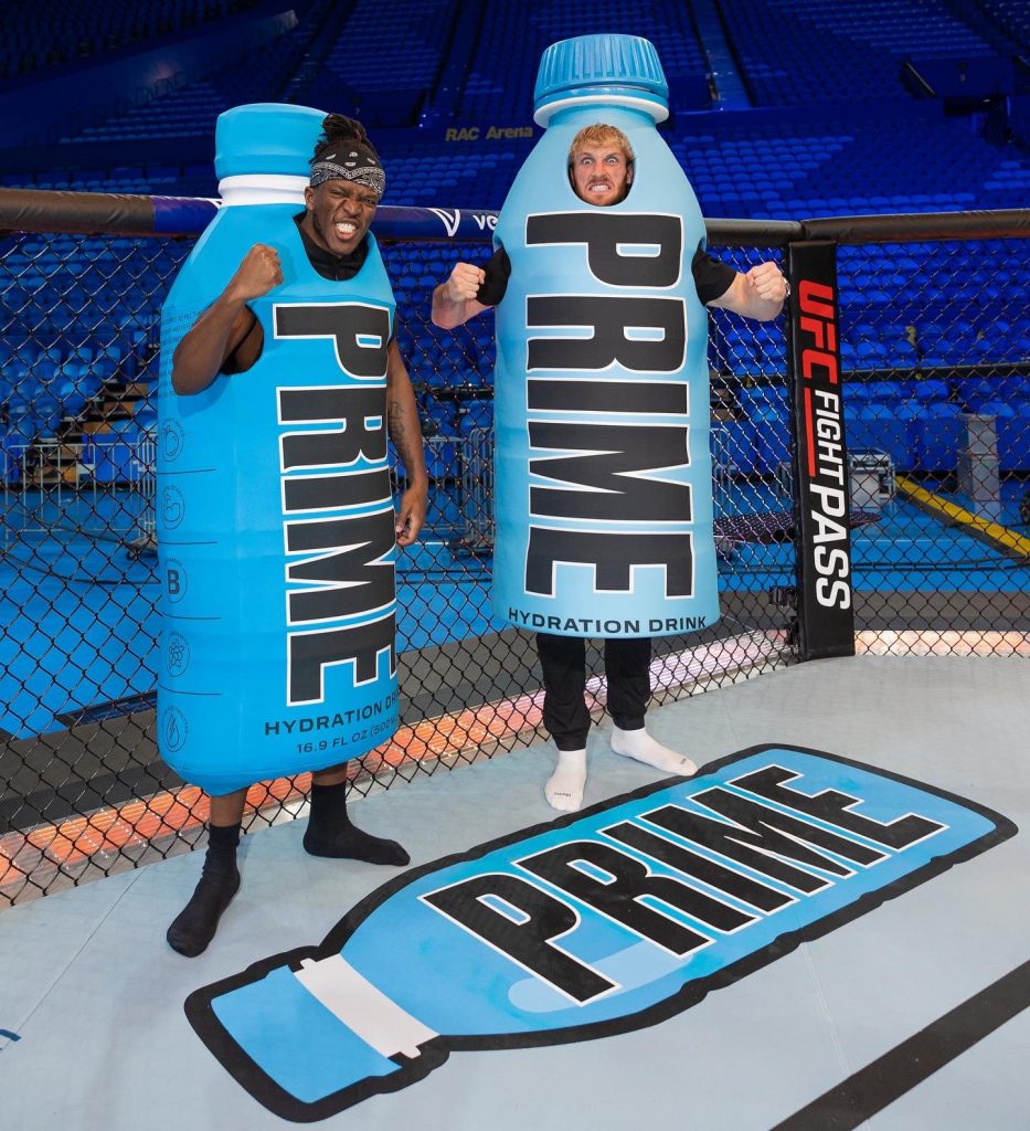 KSI and Logan Paul promoting Prime at the UFC