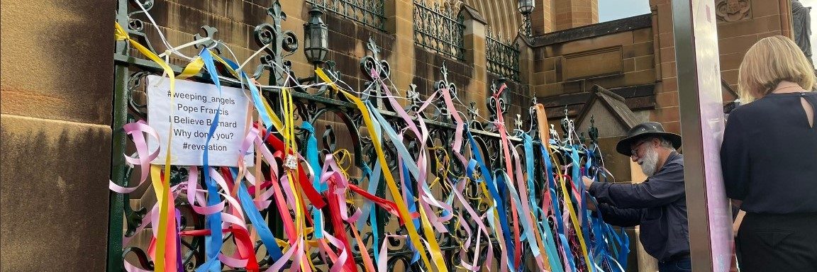 Ribbons that were tied on the fence at Pell's funeral