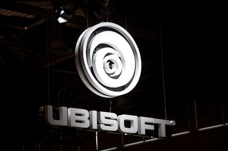 3D Ubisoft logo against a dark background