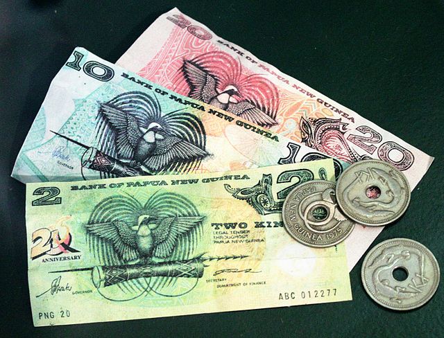 Banknotes (kina) and coins of Papua New Guinea