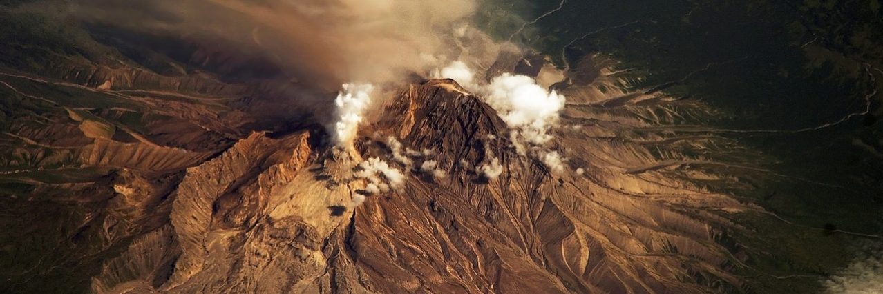 Photo of the Shiveluch volcano in Kamchatka from the International Space Station.