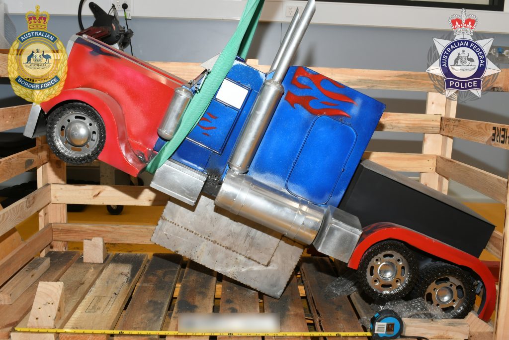 A model of Optimus Prime from Transformers that contained 35kg of heroin.