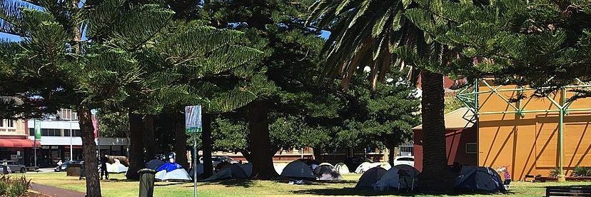 Homeless Tent City at Pioneer Park, Fremantle, January 2021.
