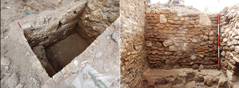 The brick-built cistern in Rome which archaeologists uncovered the Renaissance-era mdeical dump containing urinal flasks.