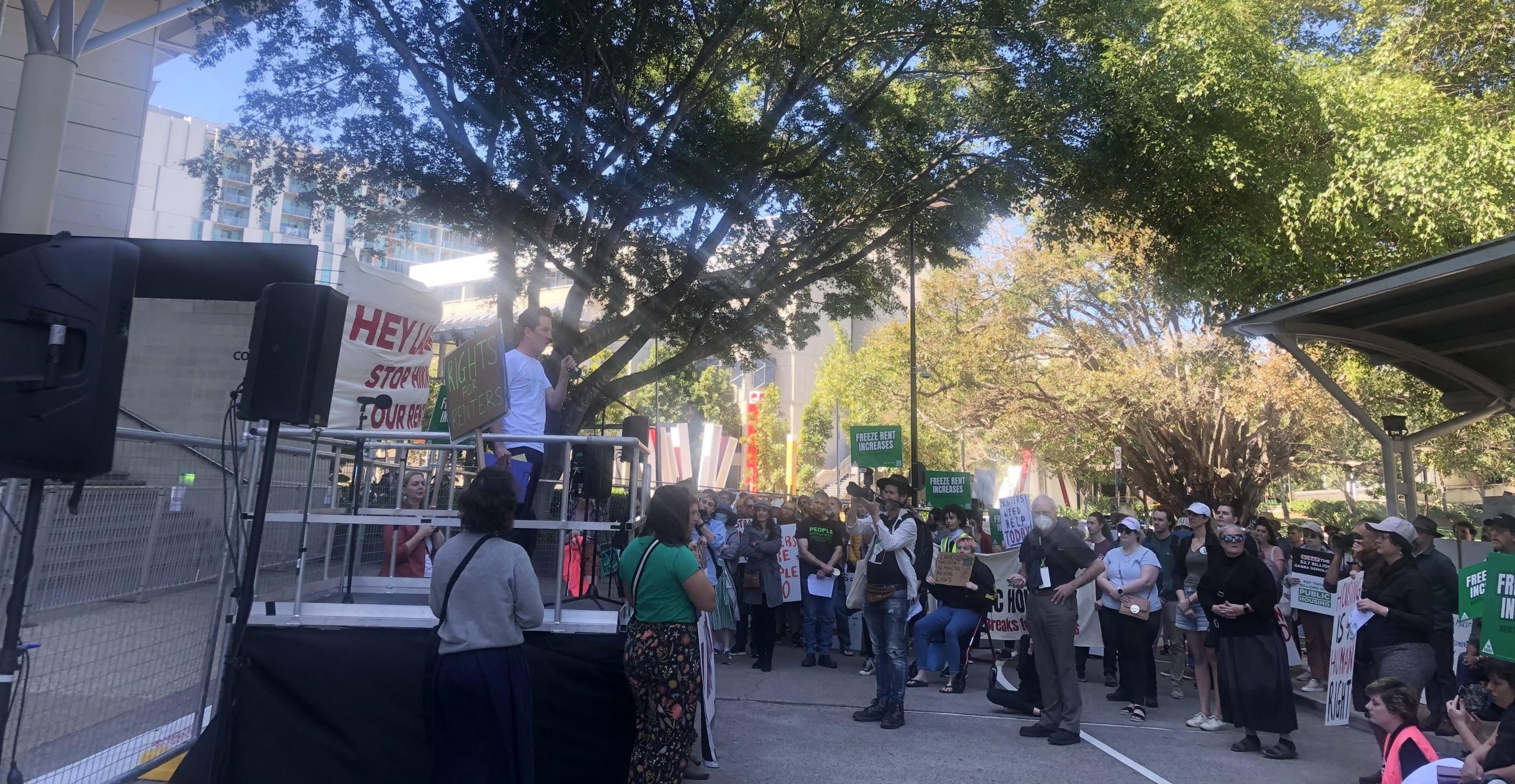 Hundreds rallied outside the Labor party conference on the weekend.