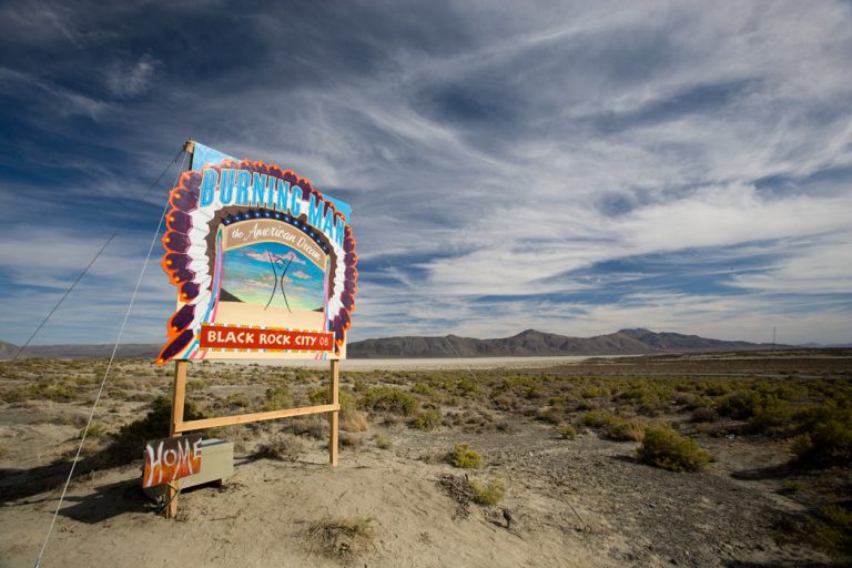 A sign for Burning Man's Black Rock City.