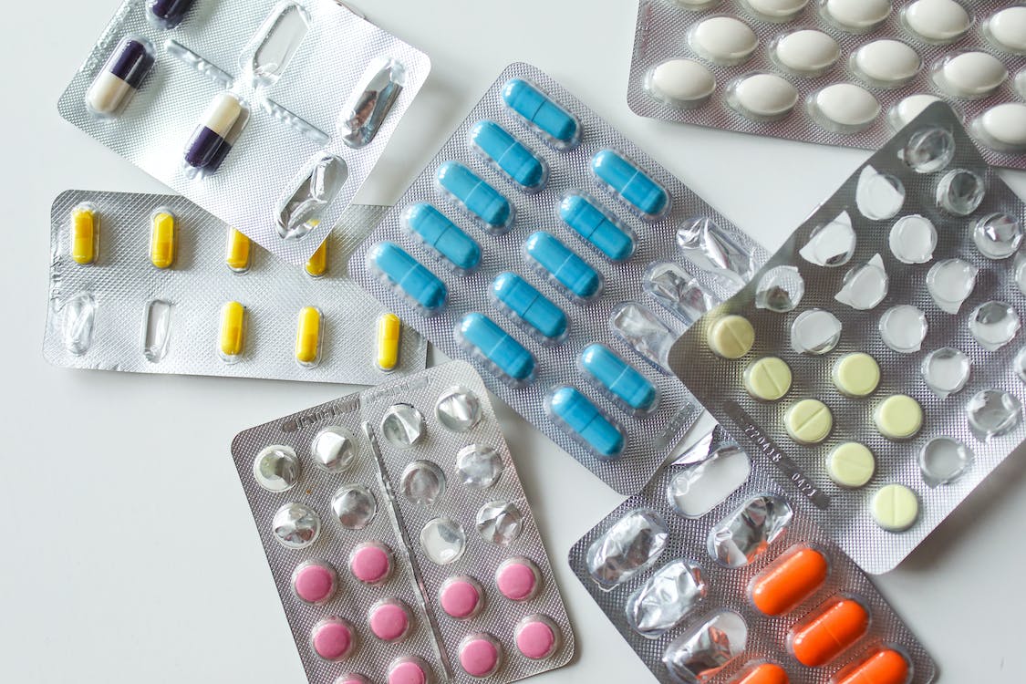 Birth control and other pills in blister packaging