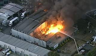 Aerial view of the chemical explosion at a factory in western Melbourne