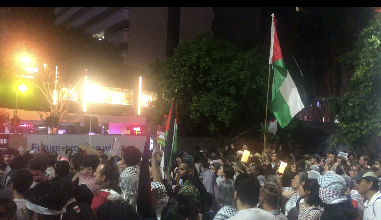 Palestine solidarity rally in King George Square, Brisbane, on Friday.  Source: own work