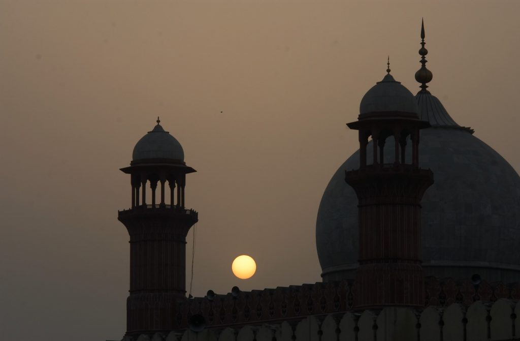 Sunset behind Badshahi Mosque, Lahore