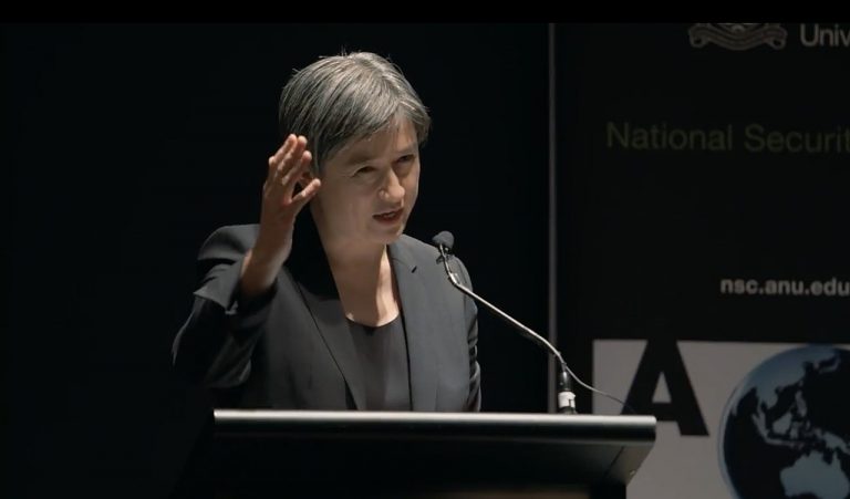 Penny Wong giving the keynote address at Women and National Security at Australian National University, 2017