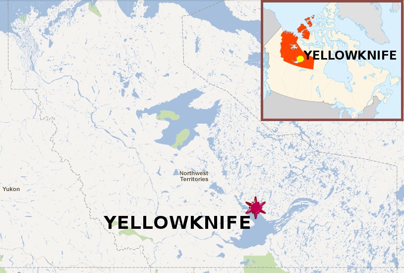 Map of Northwest Territories, Canada where the plane chartered by Rio Tinto crashed.