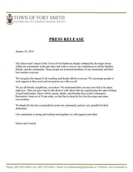 The press release from the Mayor and Council of the town of Fort Smith