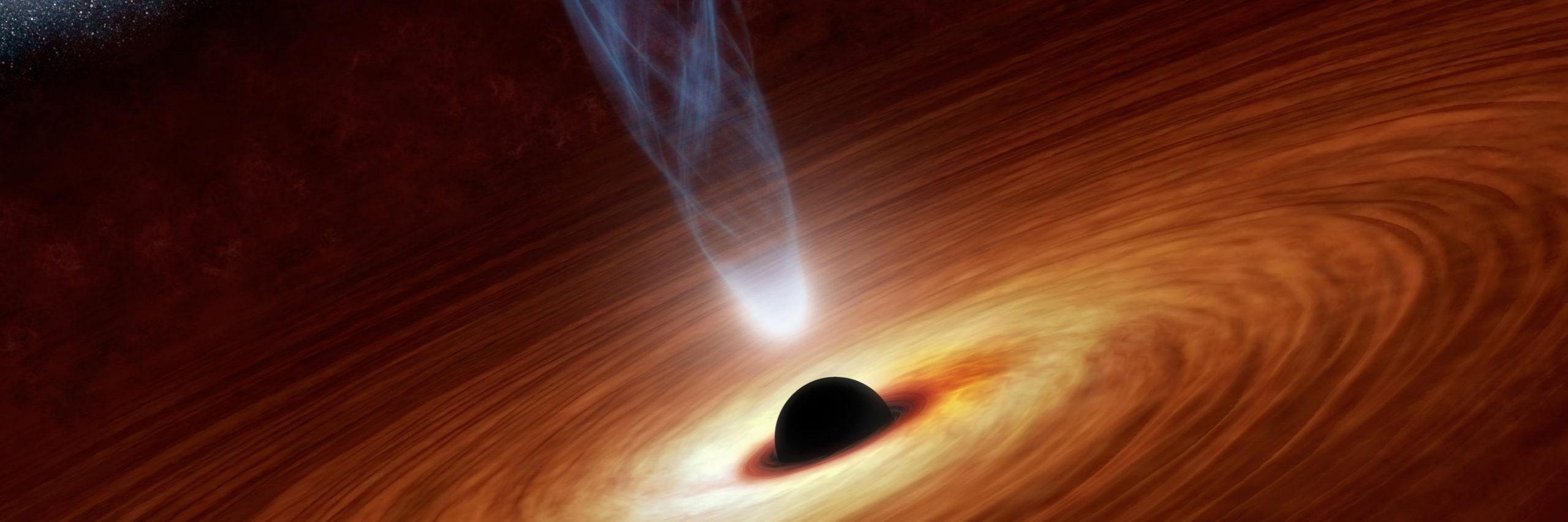Artistic rendition of a black hole at the centre of a quasar.