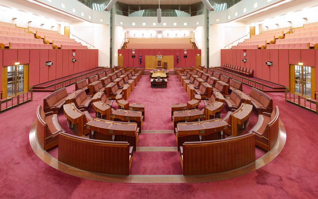 An image of the Australian Senate, which has halted a proposed immigration bill