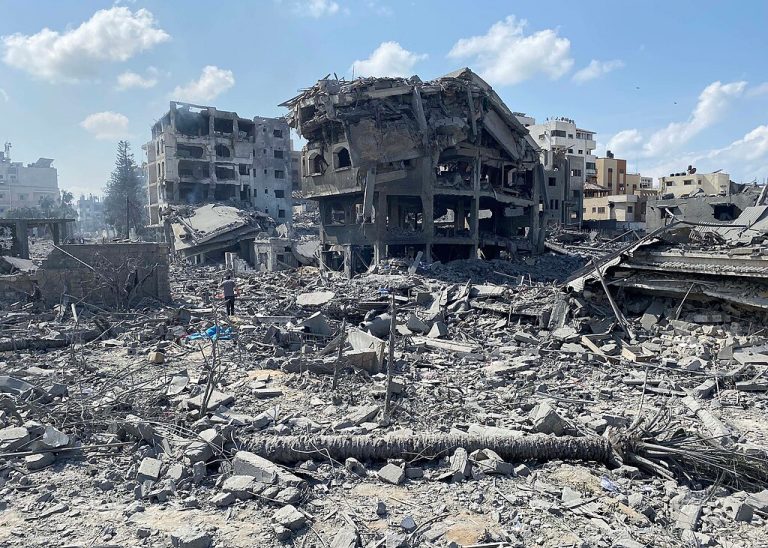 Gaza destroyed with buildings collapsed