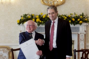 Taoiseach Simon Harris and President of Ireland Michael D Higgins.