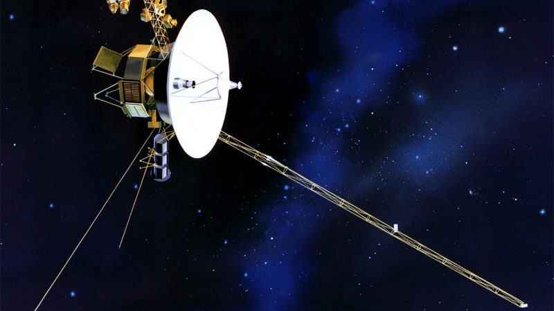 Voyager 1 spacecraft floating through space, first launched by NASA in 1977. Image source: NASA Photo Collection, via Flickr