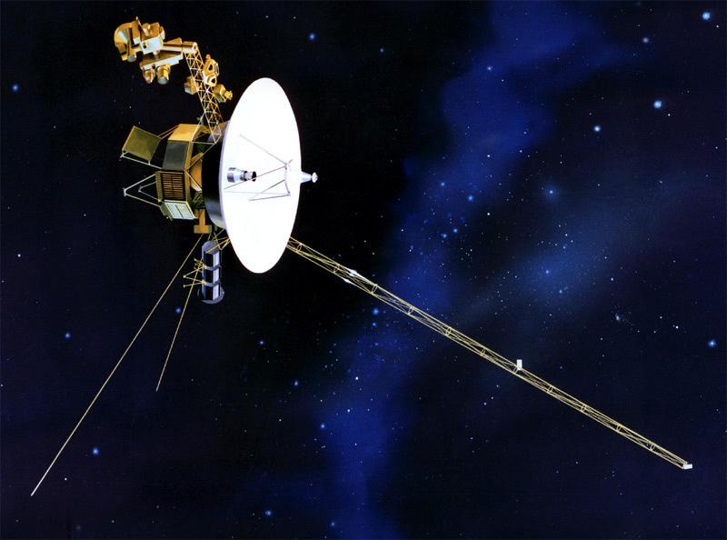 Voyager 1 spacecraft floating through space, first launched by NASA in 1977. Image source: NASA Photo Collection, via Flickr