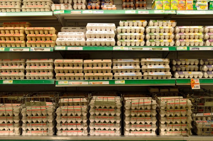 eggs on supermarket shelf