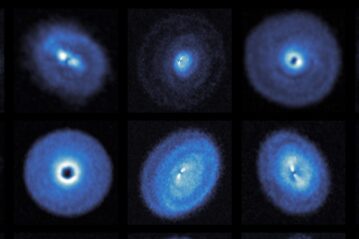 Peak intensity of CO emission from 15 sources, or planet nurseries, that were surveyed. Photo: exoALMA.