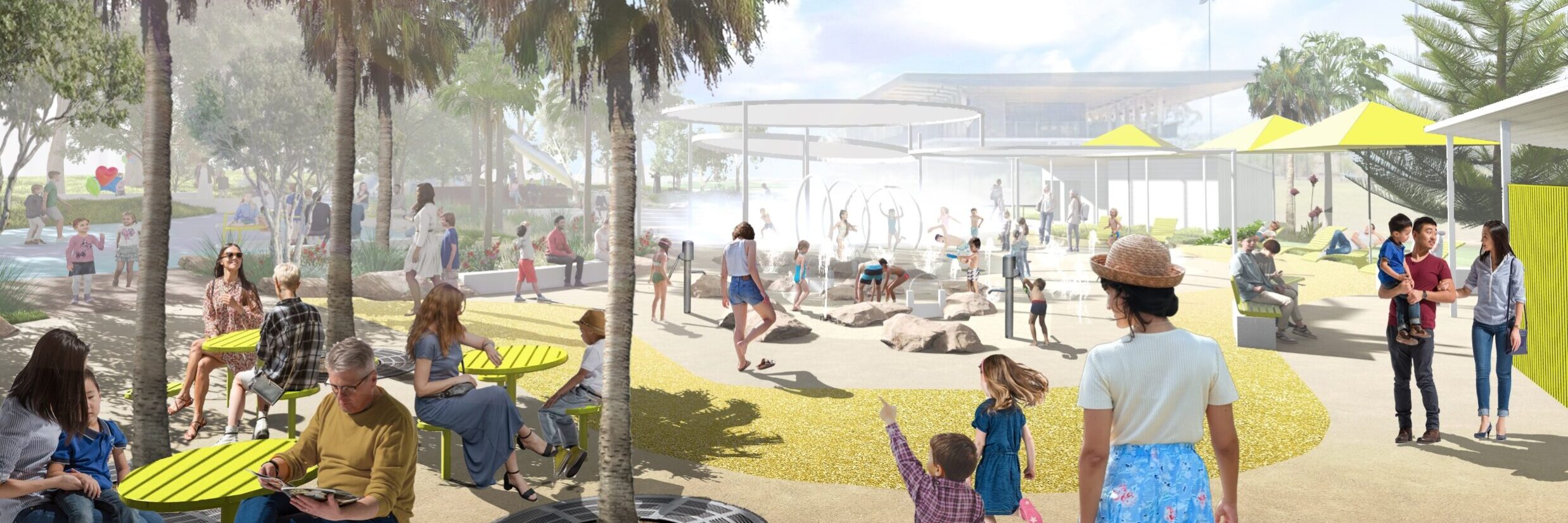 An artistic rendering of what the new splash park will look like. Image: Cumberland City Council