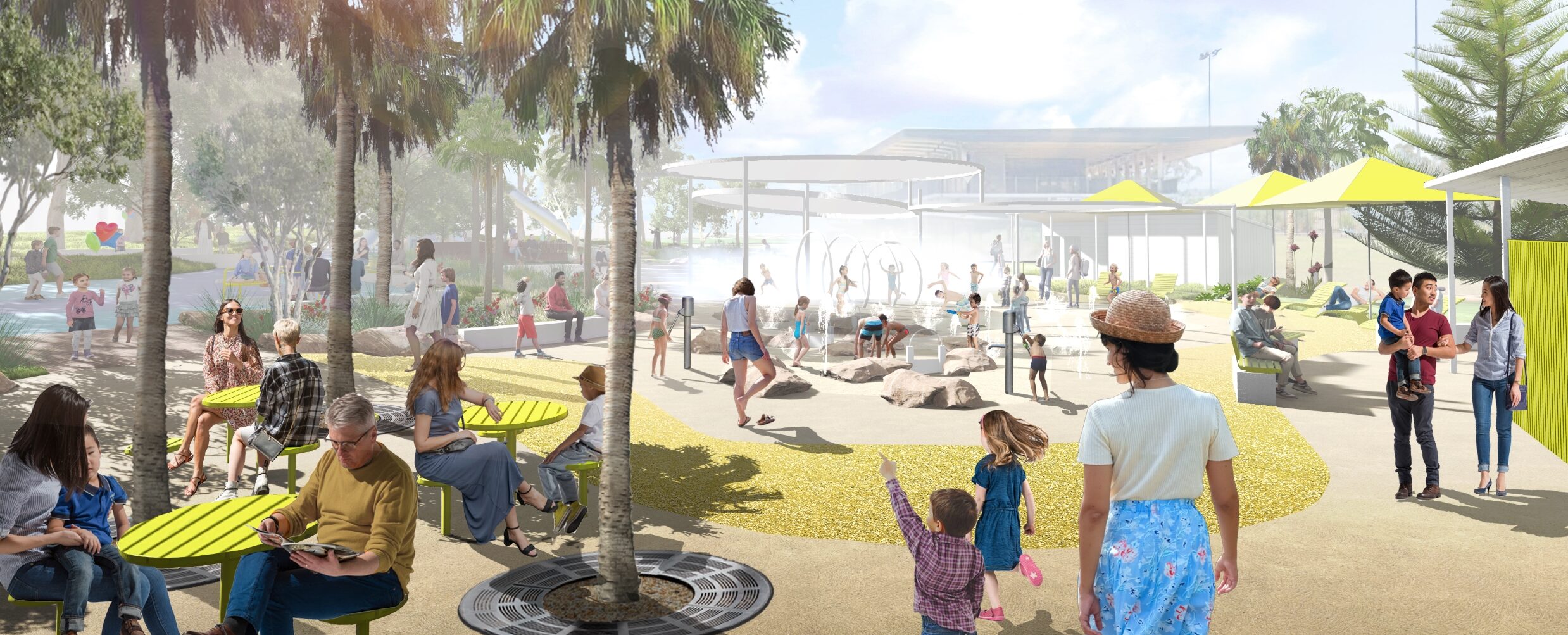 An artistic rendering of what the new splash park will look like. Image: Cumberland City Council