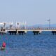 Woody Point jetty looking south across Moreton Bay towards Brisbane City. Photo: ANDREW KACIMAIWAI