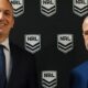 NRL CEO Andrew Abdo (left) and ARLC chairman Peter V’landys. Photo: NRL.com.au