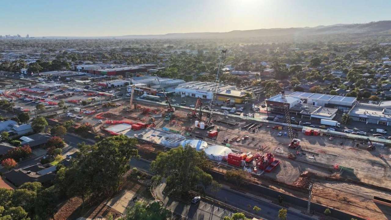 Construction work underway on the T2D project. Photo: www.T2D.sa.gov.au
