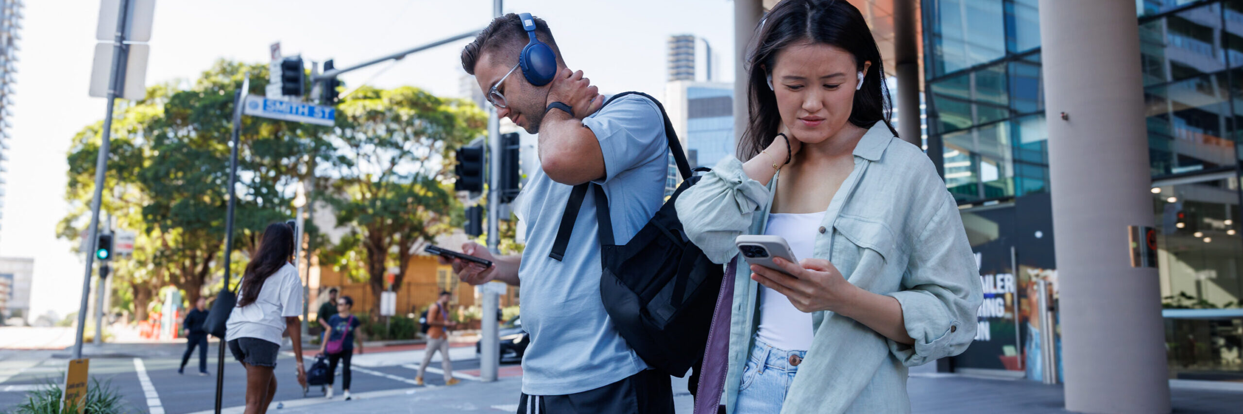 The wrong posture while reading phones will lead to tech neck, says the Australian Chiropractors Association. Photo supplied