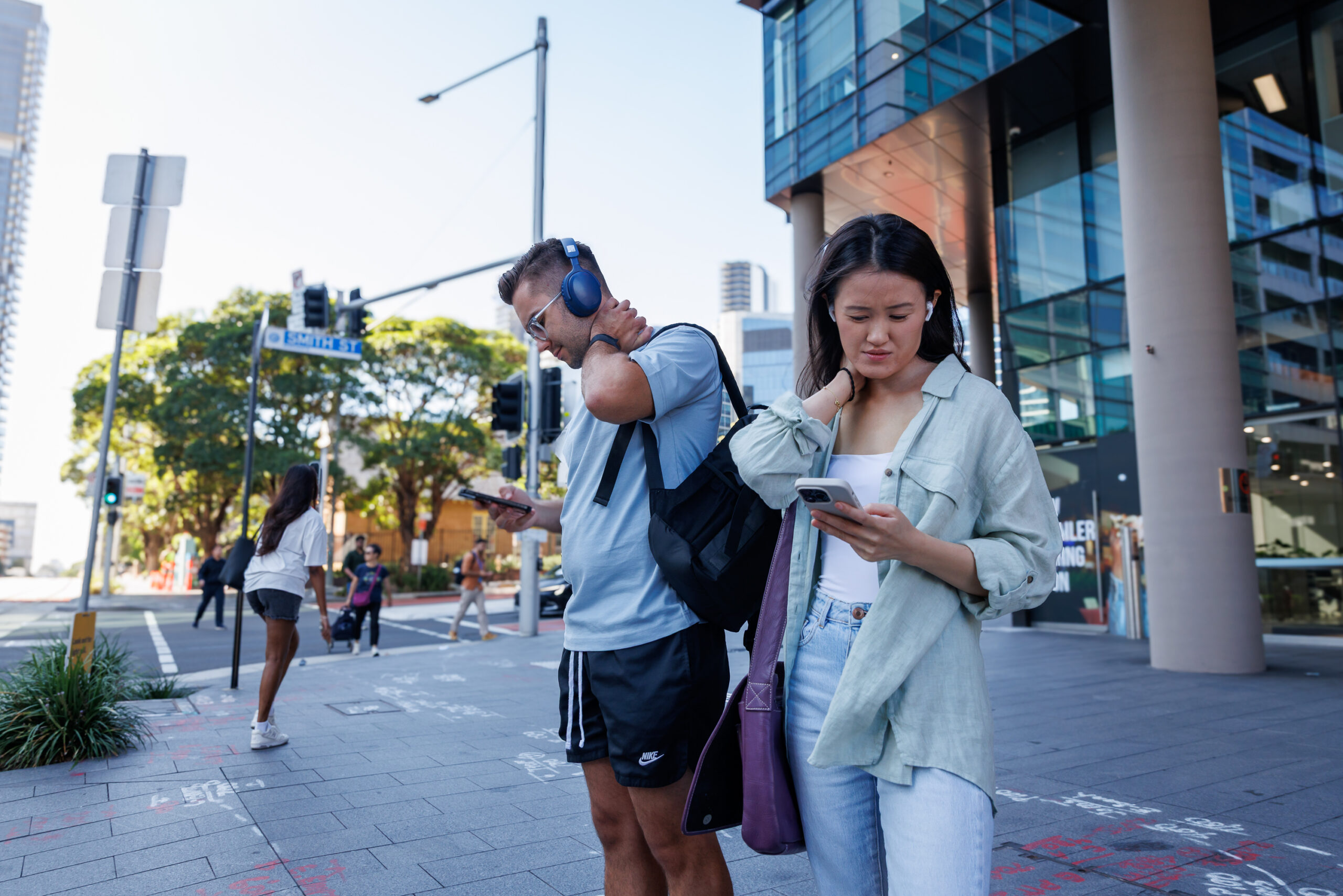 The wrong posture while reading phones will lead to tech neck, says the Australian Chiropractors Association. Photo supplied