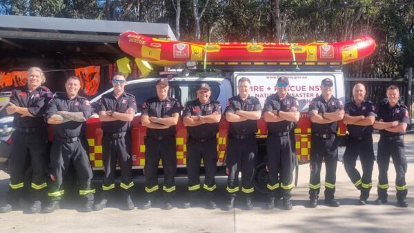 The team who rescued a farming family, dogs and all. Photo: FRNSW