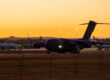 A C17 heavy transport aircraft takes off from RAAF Base Amberley, Qld, late last week. Photo: LACW Nell Bradbury/Department of Defence 2025