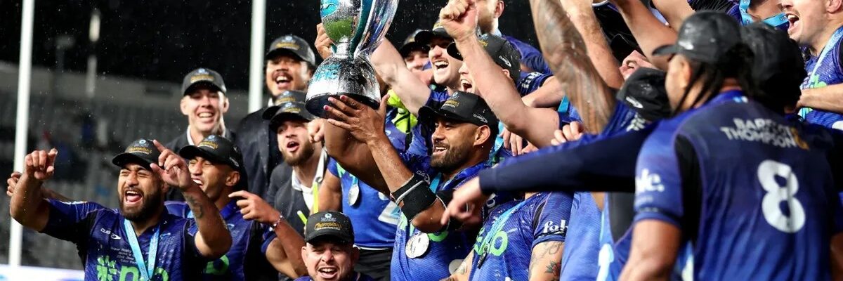 The Blues had a ‘win’ after their game with a Melbourne fan winning the Fantasy competition. Photo: Super Rugby Pacific