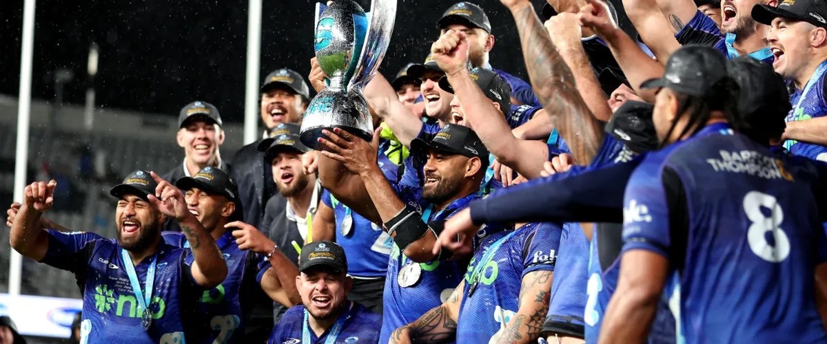 The Blues had a ‘win’ after their game with a Melbourne fan winning the Fantasy competition. Photo: Super Rugby Pacific