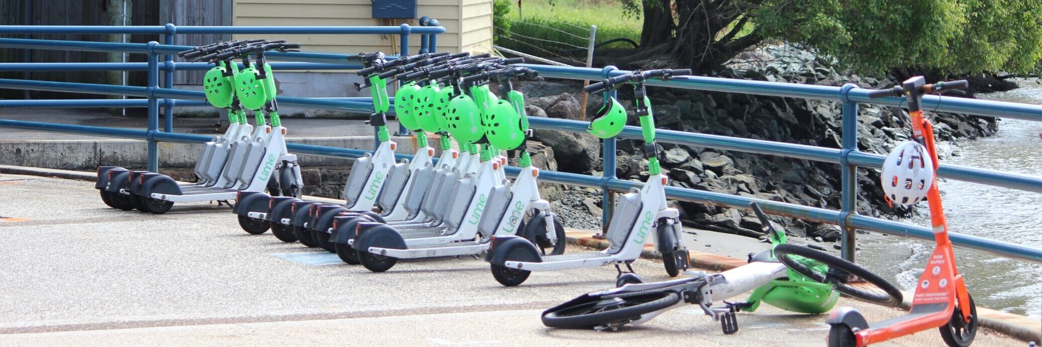 E-scooter at Teneriffe Jetty, Brisbane. Photo: ANDREW KACIMAIWAI