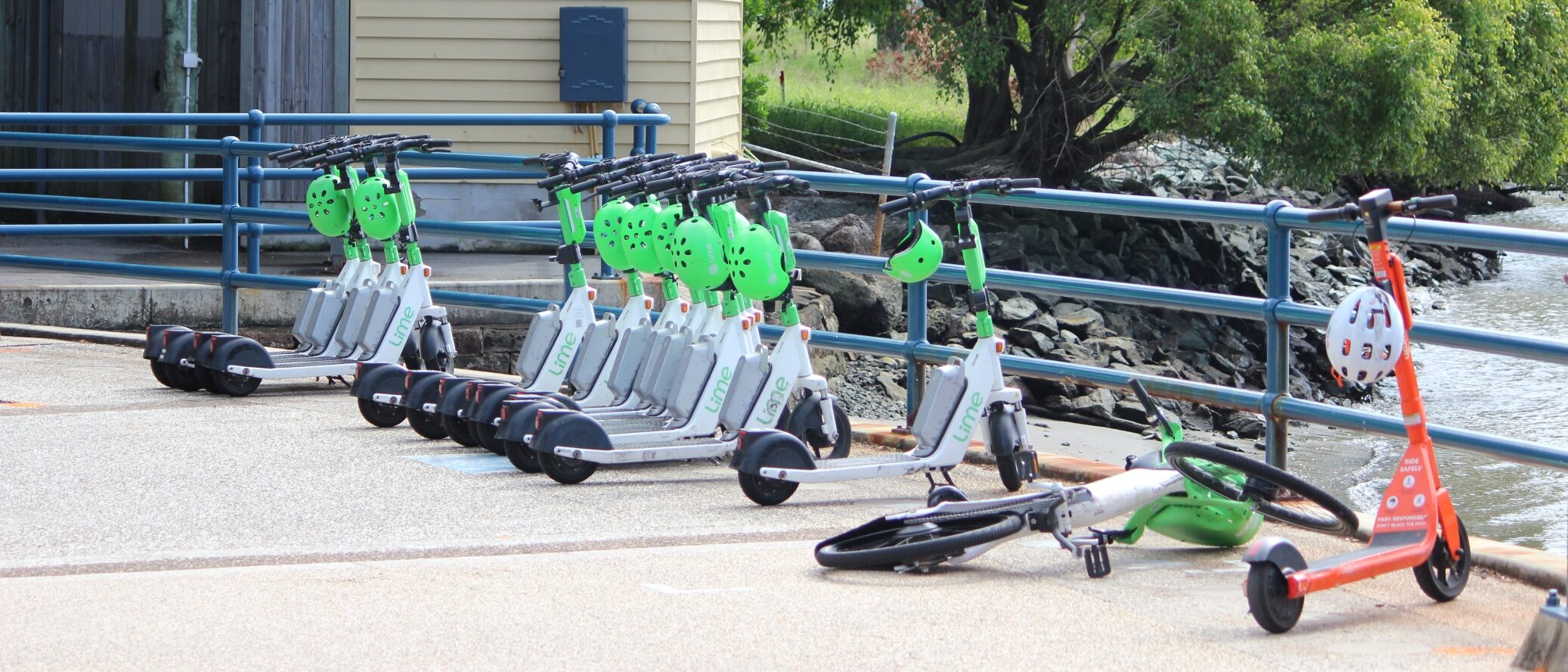 E-scooter at Teneriffe Jetty, Brisbane. Photo: ANDREW KACIMAIWAI