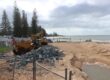 The seawall at Charlish Park, Redcliffe, is being reinforced. Photo: ANDREW KACIMAIWAI