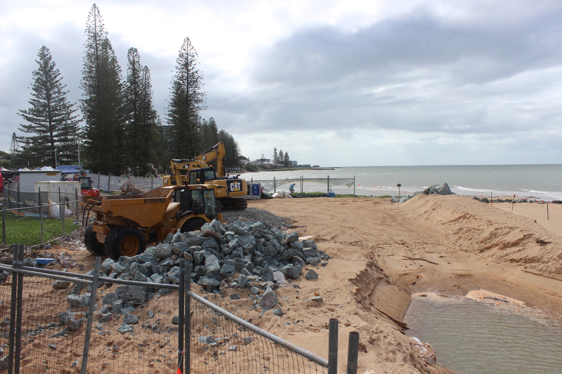 Coastal ... the seawall at Charlish Park, Redcliffe, is being reinforced. Photo: ANDREW KACIMAIWAI