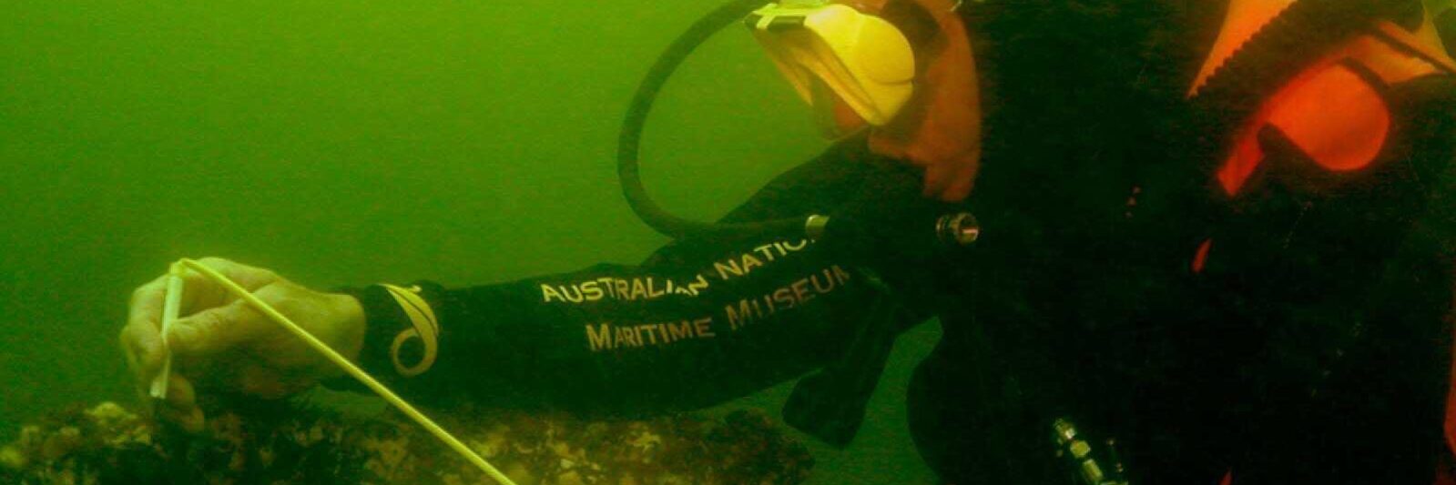 A museum diver in Newport Harbor waters in 2019. Photo: supplied