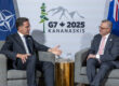 CAPTION NATO Secretary-General Mark Rutte talks to Anthony Albanese at the summit. Photo: NATO