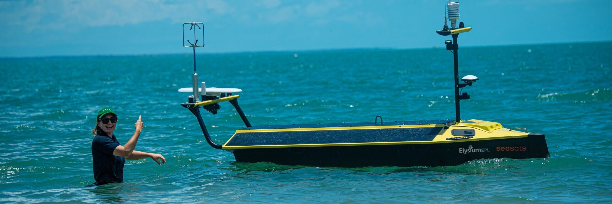 Dr Ruth Patterson with the USV Monica, part of the SUN Fleet. Photo: supplied