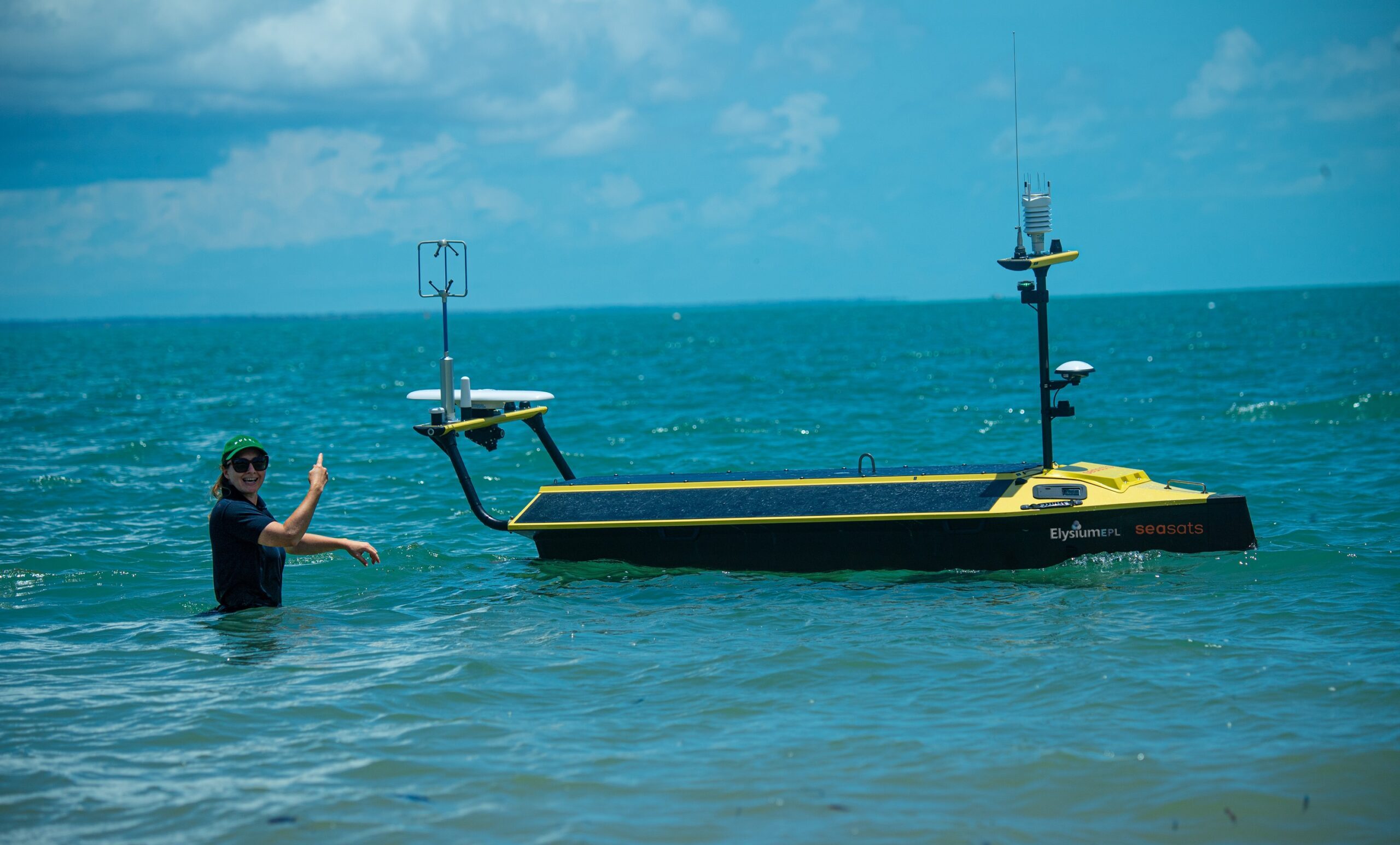 Dr Ruth Patterson with the USV Monica, part of the SUN Fleet. Photo: supplied