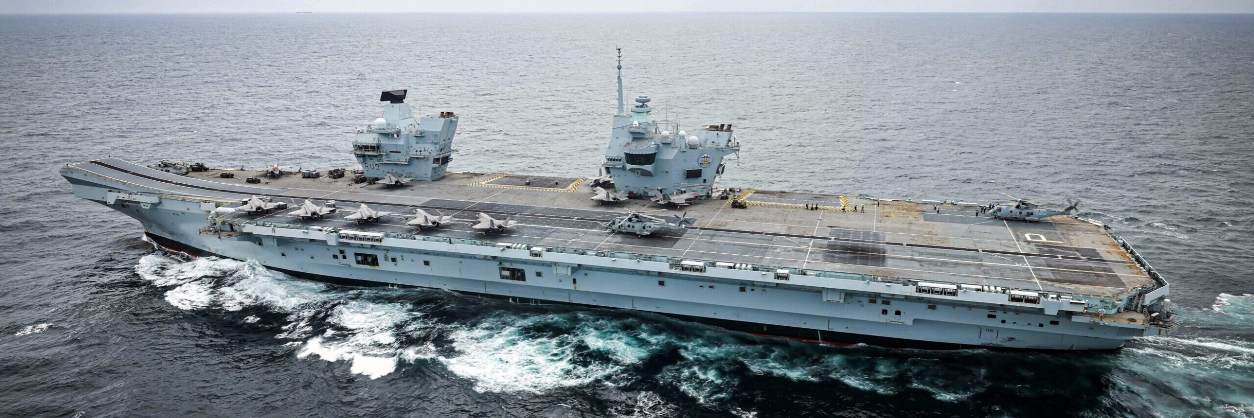 The CSG flagship HMS Prince of Wales off the coast of India on June 15. Photo: LPhot Bill Spurr © Crown copyright 2025.
